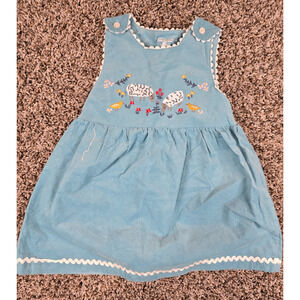 Little Maven Toddler Girl Sz 3T Sleeveless Corduroy Dress Blue Embroidered Sheep